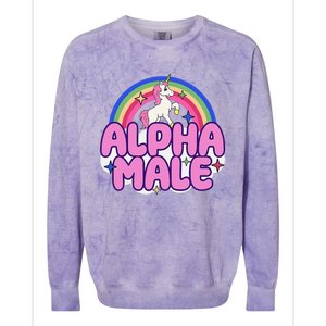 Alpha Male Unicorn Funny Sarcastic Ironic Weird Colorblast Crewneck Sweatshirt