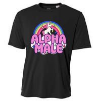 Alpha Male Unicorn Funny Sarcastic Ironic Weird Cooling Performance Crew T-Shirt