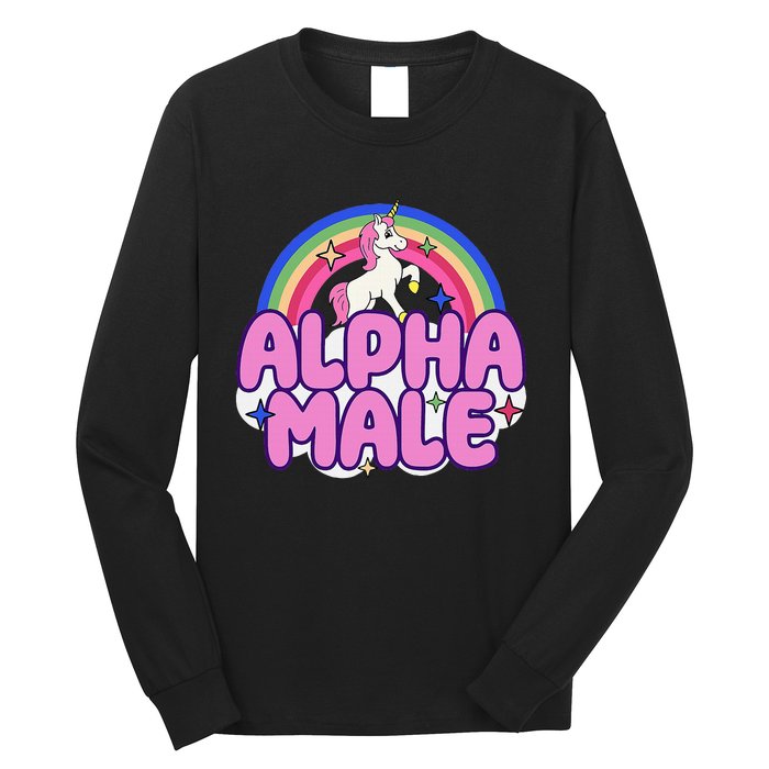 Alpha Male Unicorn Funny Sarcastic Ironic Weird Long Sleeve Shirt