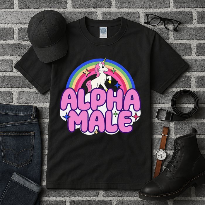 Alpha Male Unicorn Funny Sarcastic Ironic Weird Tall T-Shirt