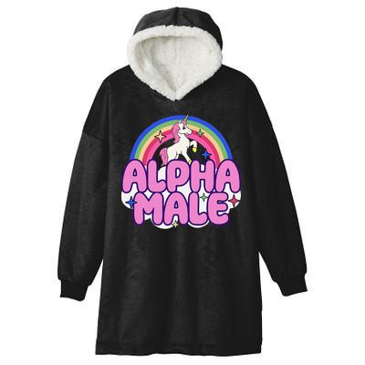 Alpha Male Unicorn Funny Sarcastic Ironic Weird Hooded Wearable Blanket