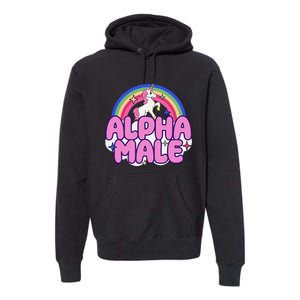 Alpha Male Unicorn Funny Sarcastic Ironic Weird Premium Hoodie