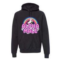 Alpha Male Unicorn Funny Sarcastic Ironic Weird Premium Hoodie