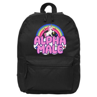 Alpha Male Unicorn Funny Sarcastic Ironic Weird 16 in Basic Backpack