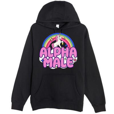 Alpha Male Unicorn Funny Sarcastic Ironic Weird Premium Pullover Hoodie