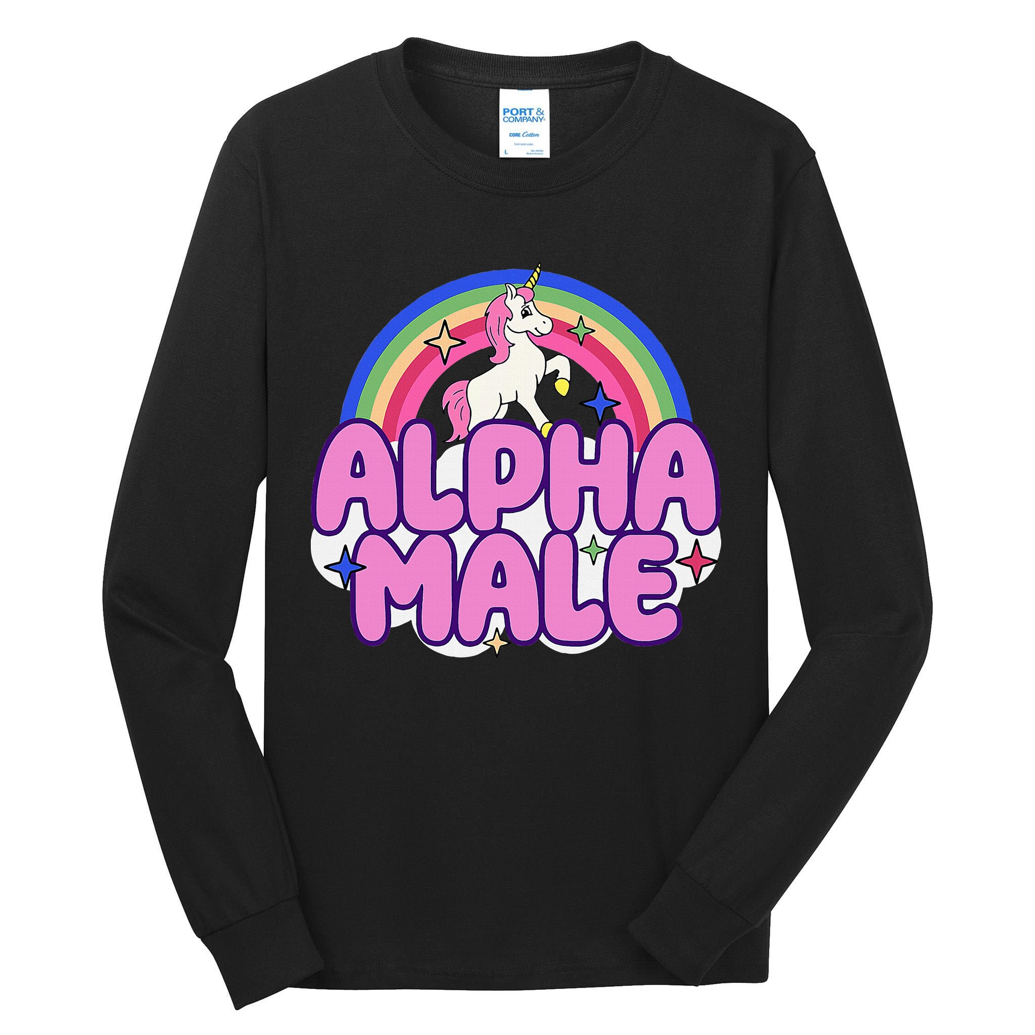 Alpha Male Unicorn Funny Sarcastic Ironic Weird Tall Long Sleeve T-Shirt