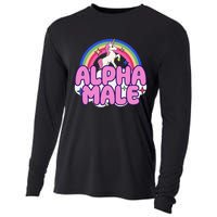 Alpha Male Unicorn Funny Sarcastic Ironic Weird Cooling Performance Long Sleeve Crew