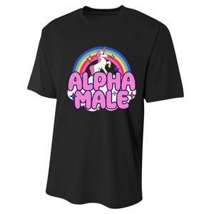 Alpha Male Unicorn Funny Sarcastic Ironic Weird Performance Sprint T-Shirt