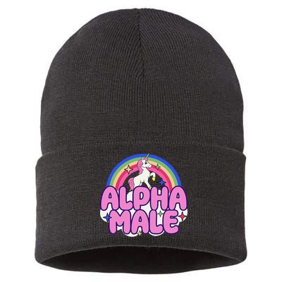 Alpha Male Unicorn Funny Sarcastic Ironic Weird Sustainable Knit Beanie