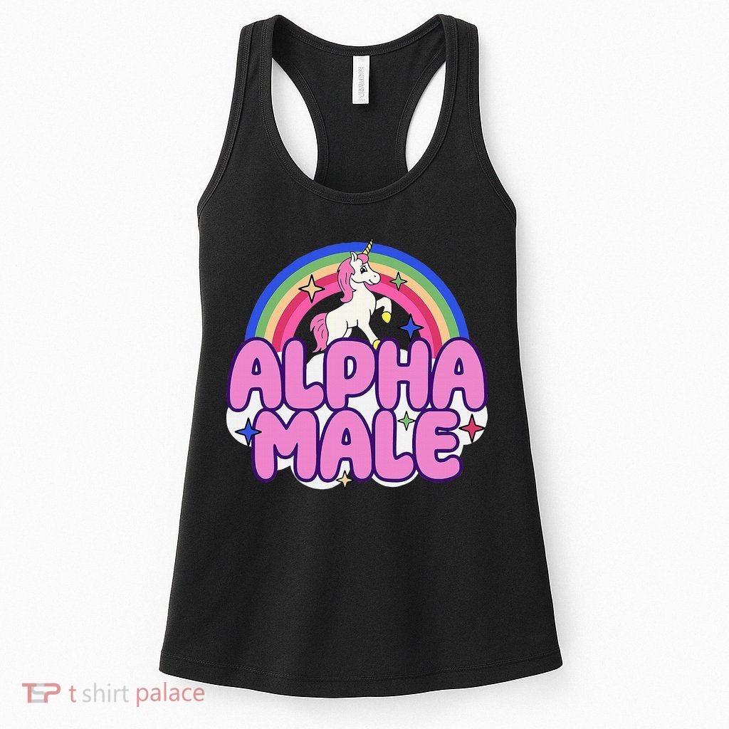 Alpha Male Unicorn Funny Sarcastic Ironic Weird Womens Tank Top