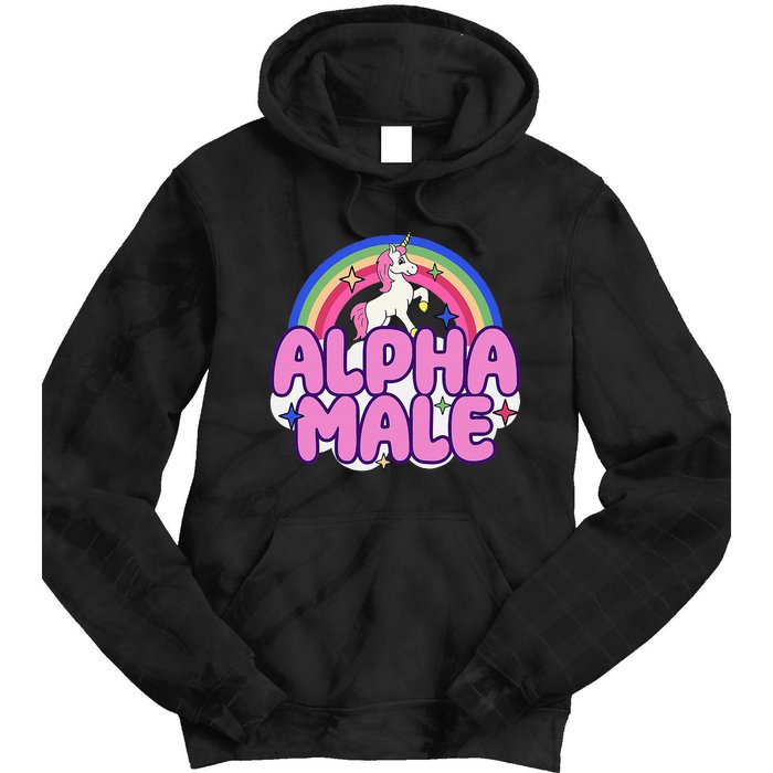 Alpha Male Unicorn Funny Sarcastic Ironic Weird Tie Dye Hoodie