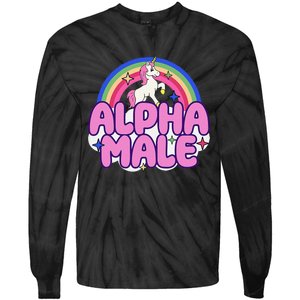 Alpha Male Unicorn Funny Sarcastic Ironic Weird Tie-Dye Long Sleeve Shirt