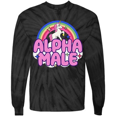 Alpha Male Unicorn Funny Sarcastic Ironic Weird Tie-Dye Long Sleeve Shirt