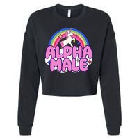Alpha Male Unicorn Funny Sarcastic Ironic Weird Cropped Pullover Crew