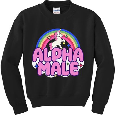 Alpha Male Unicorn Funny Sarcastic Ironic Weird Kids Sweatshirt