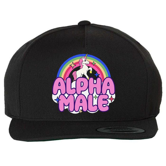 Alpha Male Unicorn Funny Sarcastic Ironic Weird Wool Snapback Cap