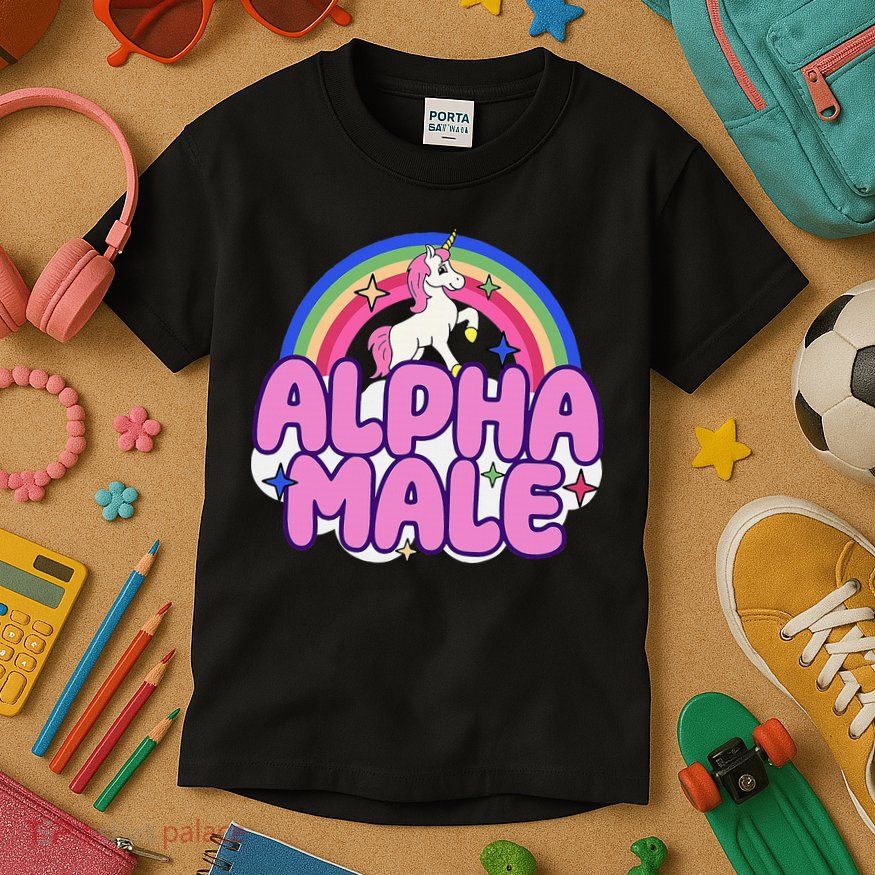 Alpha Male Unicorn Funny Sarcastic Ironic Weird Kids T-Shirt