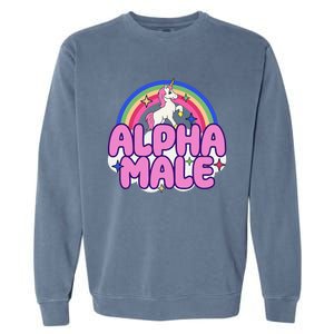 Alpha Male Unicorn Funny Sarcastic Ironic Weird Garment-Dyed Sweatshirt