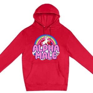 Alpha Male Unicorn Funny Sarcastic Ironic Weird Premium Pullover Hoodie