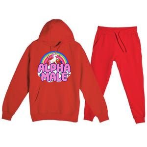 Alpha Male Unicorn Funny Sarcastic Ironic Weird Premium Hooded Sweatsuit Set