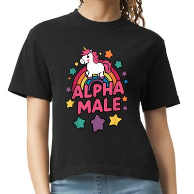 Alpha Male Unicorn Funny Embarrassing Joke Ironic Comfort Colors Boxy T-Shirt