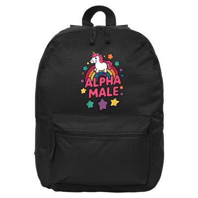 Alpha Male Unicorn Funny Embarrassing Joke Ironic 16 in Basic Backpack