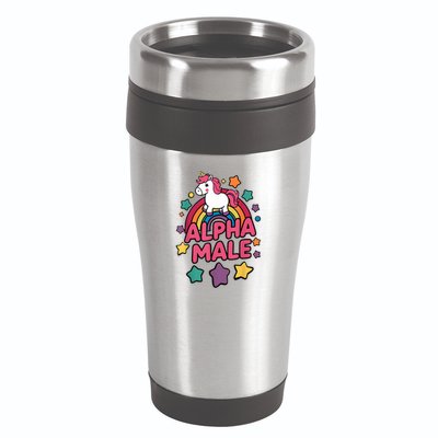 Alpha Male Unicorn Funny Embarrassing Joke Ironic 16oz Travel Tumbler