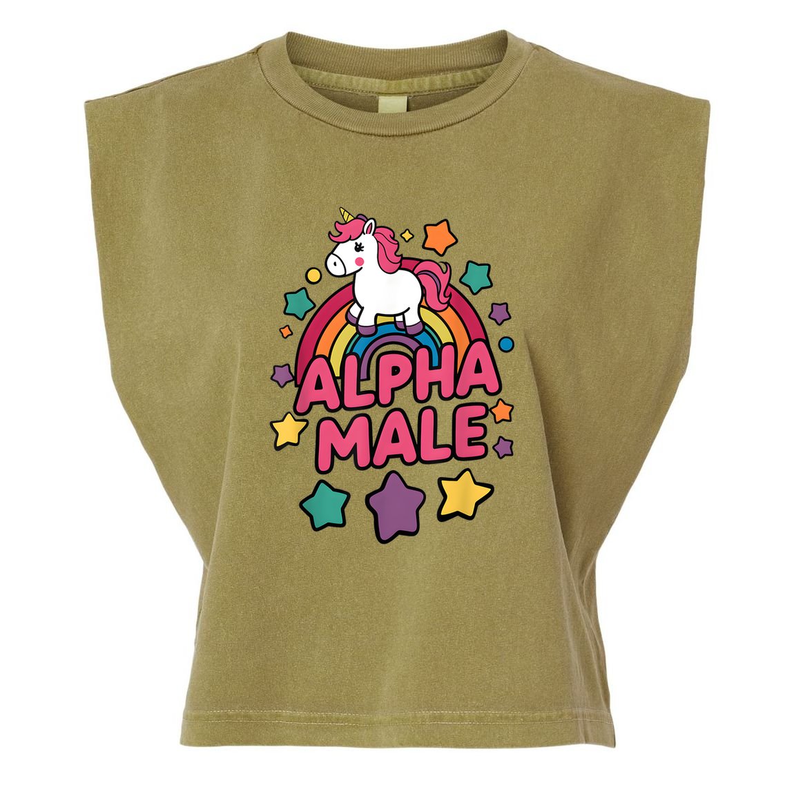 Alpha Male Unicorn Funny Embarrassing Joke Ironic Garment-Dyed Women's Muscle Tee