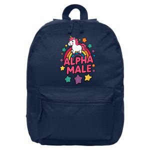 Alpha Male Unicorn Funny Embarrassing Joke Ironic 16 in Basic Backpack