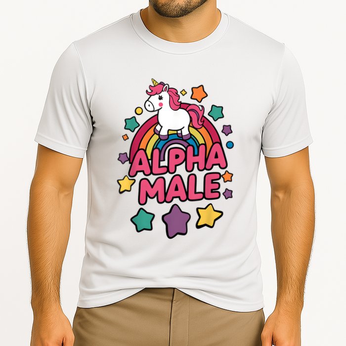 Alpha Male Unicorn Funny Embarrassing Joke Ironic Performance Shirt