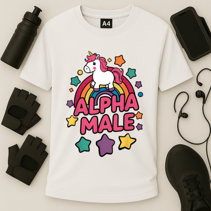 Alpha Male Unicorn Funny Embarrassing Joke Ironic Performance Shirt