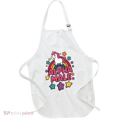 Alpha Male Unicorn Funny Embarrassing Joke Ironic Full-Length Apron With Pockets
