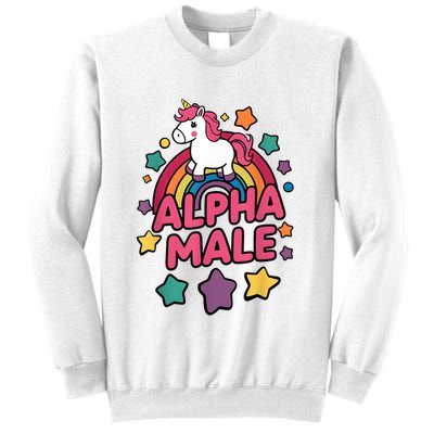 Alpha Male Unicorn Funny Embarrassing Joke Ironic Sweatshirt