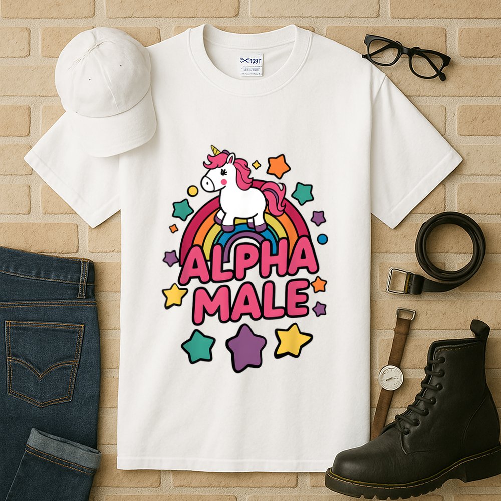 Alpha Male Unicorn Funny Embarrassing Joke Ironic Tall T-Shirt
