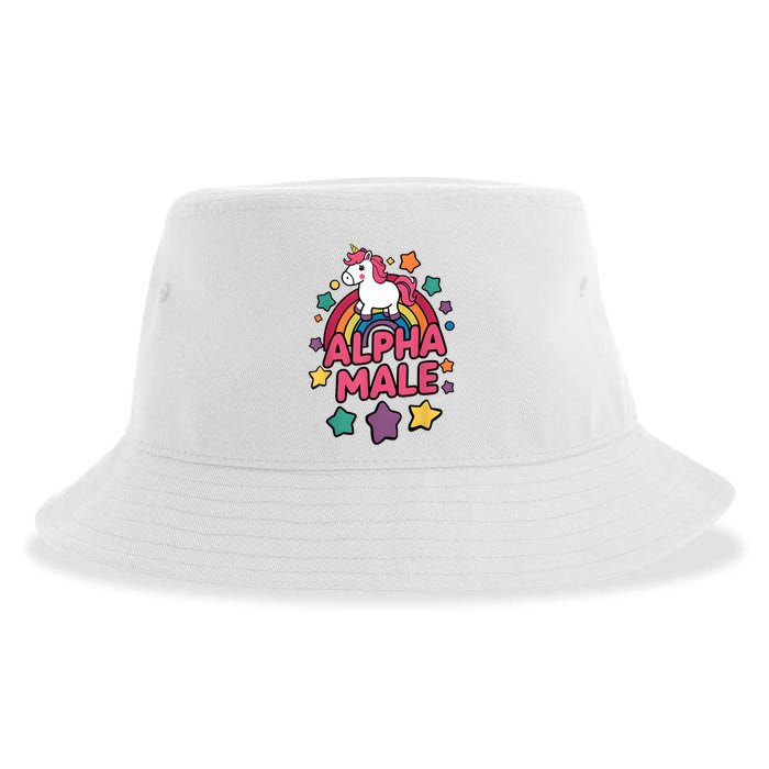 Alpha Male Unicorn Funny Embarrassing Joke Ironic Sustainable Bucket Hat