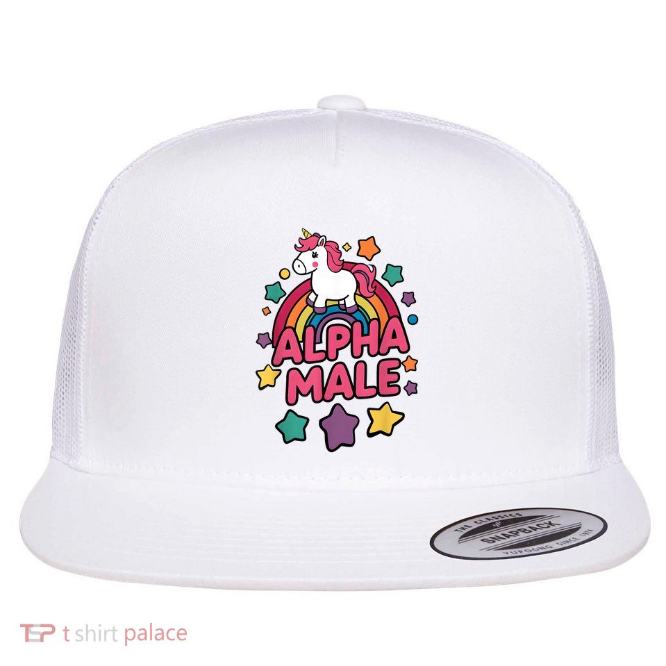 Alpha Male Unicorn Funny Embarrassing Joke Ironic Flatbill Hat