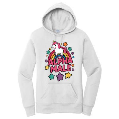 Alpha Male Unicorn Funny Embarrassing Joke Ironic Women's Pullover Hoodie