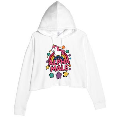Alpha Male Unicorn Funny Embarrassing Joke Ironic Crop Fleece Hoodie