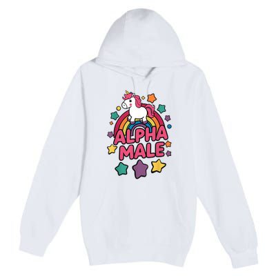 Alpha Male Unicorn Funny Embarrassing Joke Ironic Premium Pullover Hoodie