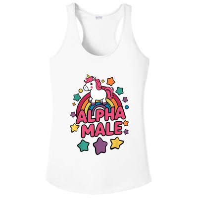 Alpha Male Unicorn Funny Embarrassing Joke Ironic Ladies PosiCharge Competitor Racerback Tank