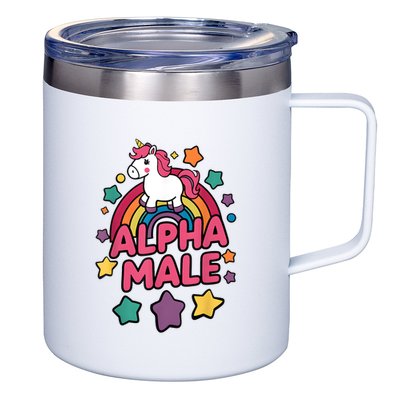 Alpha Male Unicorn Funny Embarrassing Joke Ironic 12oz Stainless Steel Coffee Mug