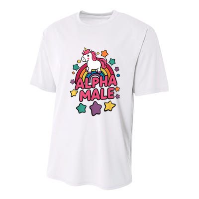 Alpha Male Unicorn Funny Embarrassing Joke Ironic Youth Performance Sprint T-Shirt