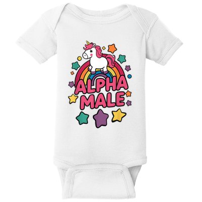 Alpha Male Unicorn Funny Embarrassing Joke Ironic Baby Bodysuit
