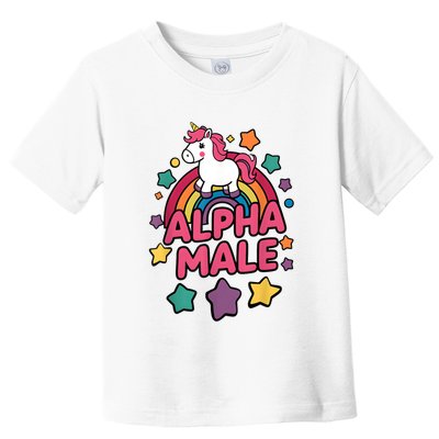 Alpha Male Unicorn Funny Embarrassing Joke Ironic Toddler T-Shirt