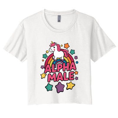 Alpha Male Unicorn Funny Embarrassing Joke Ironic Crop Top