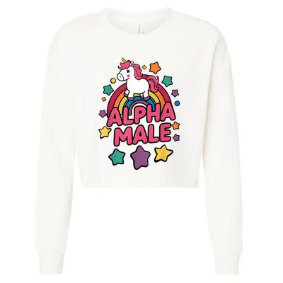 Alpha Male Unicorn Funny Embarrassing Joke Ironic Cropped Pullover Crew