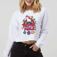 Alpha Male Unicorn Funny Embarrassing Joke Ironic Cropped Pullover Crew