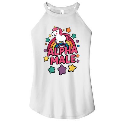 Alpha Male Unicorn Funny Embarrassing Joke Ironic Women's Perfect Tri Rocker Tank