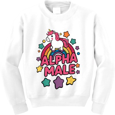 Alpha Male Unicorn Funny Embarrassing Joke Ironic Kids Sweatshirt