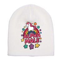 Alpha Male Unicorn Funny Embarrassing Joke Ironic Short Acrylic Beanie